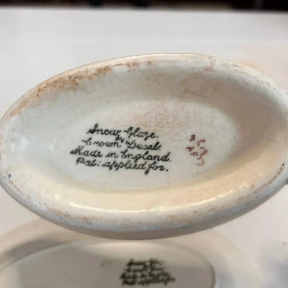 Rare Snow Glazed Crown Ducal Gravy Boat from England - Picture 9 of 10